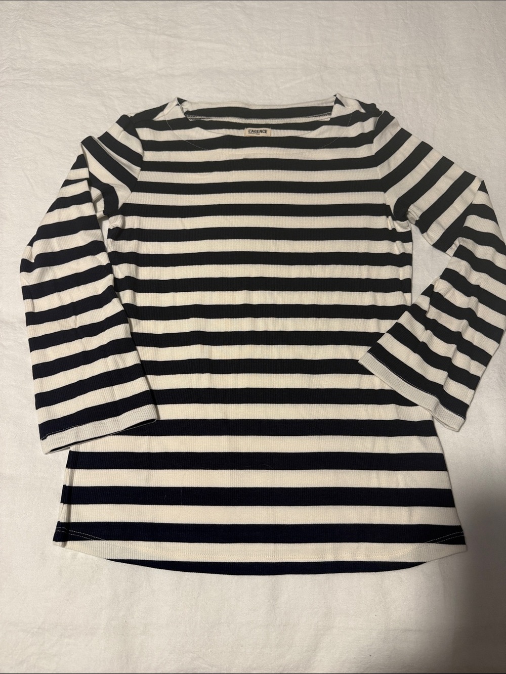 L’AGENCE Lucille Stripe Boat Neck Top XXS